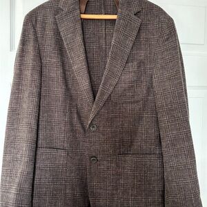Zara Men's Dark Brown Checkered Blazer